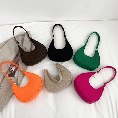 Retro Leisure Half Moon Shoulder Handbag