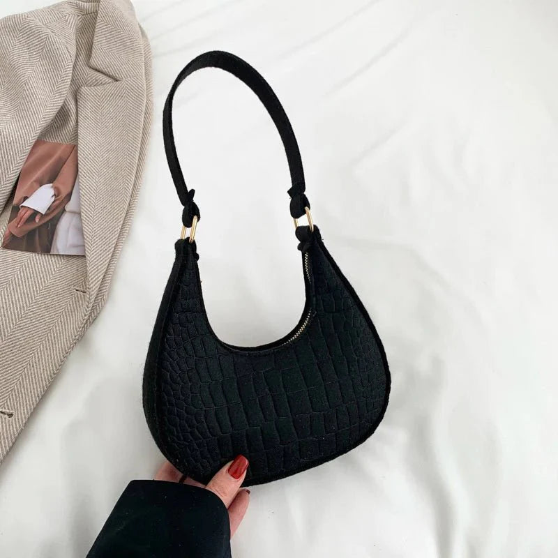 Retro Leisure Half Moon Shoulder Handbag
