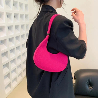 Retro Leisure Half Moon Shoulder Handbag
