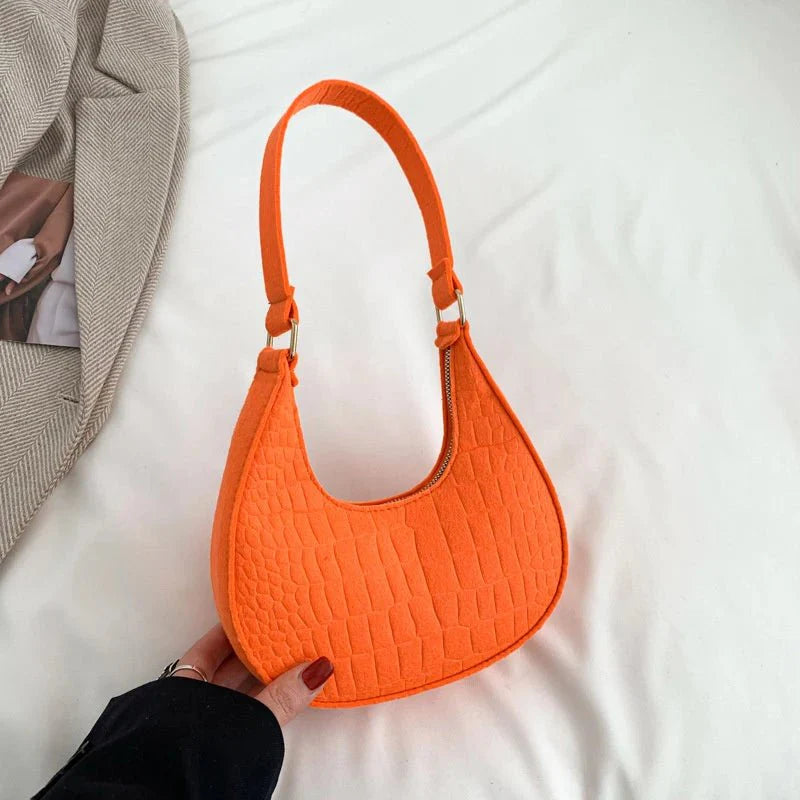 Retro Leisure Half Moon Shoulder Handbag