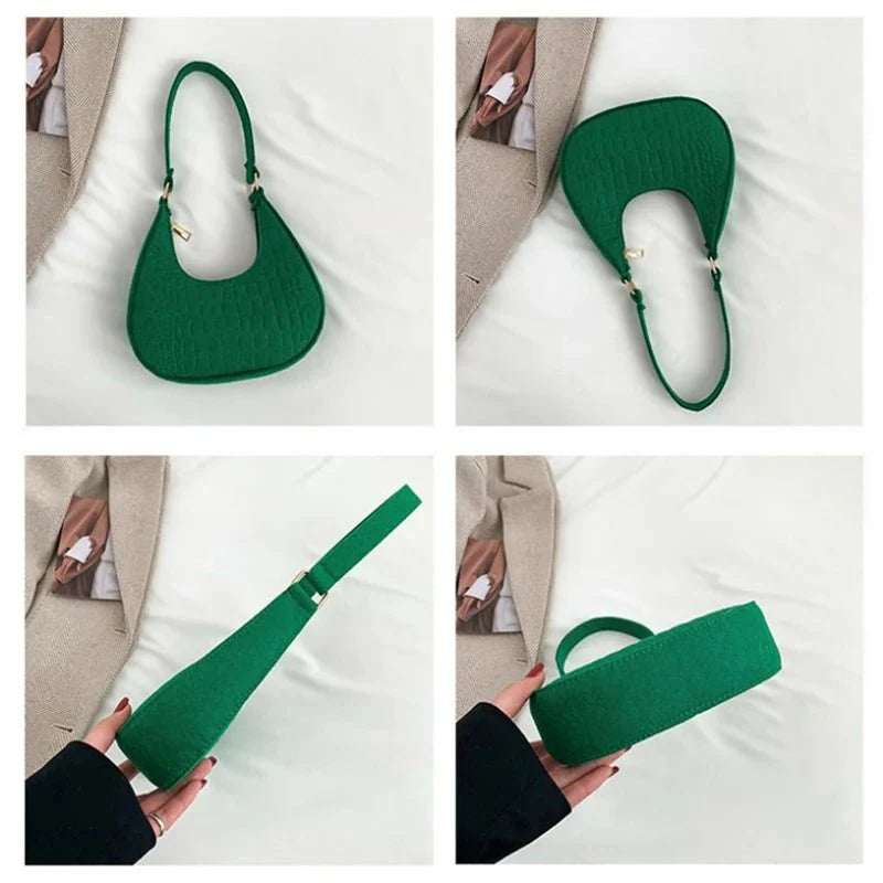 Retro Leisure Half Moon Shoulder Handbag