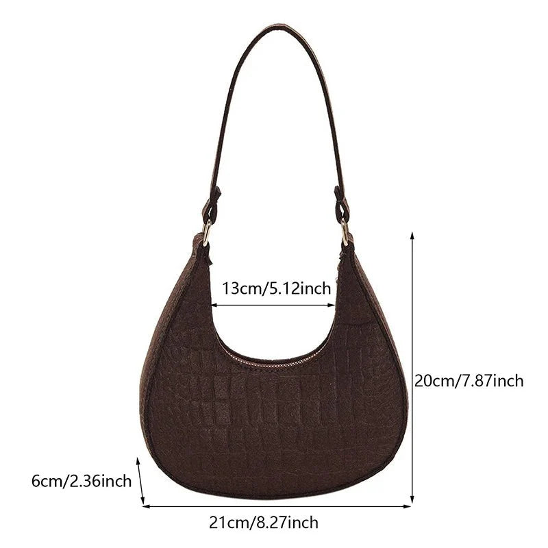 Retro Leisure Half Moon Shoulder Handbag