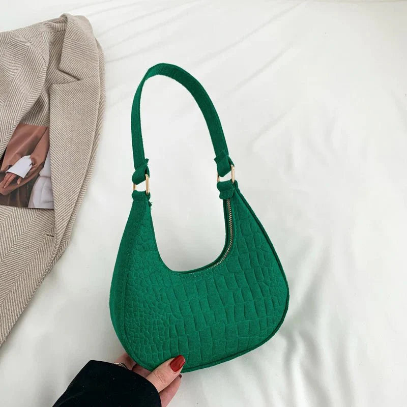 Retro Leisure Half Moon Shoulder Handbag