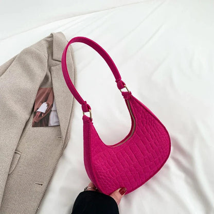 Retro Leisure Half Moon Shoulder Handbag