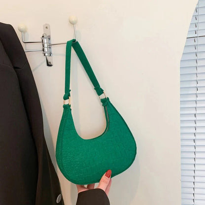 Retro Leisure Half Moon Shoulder Handbag