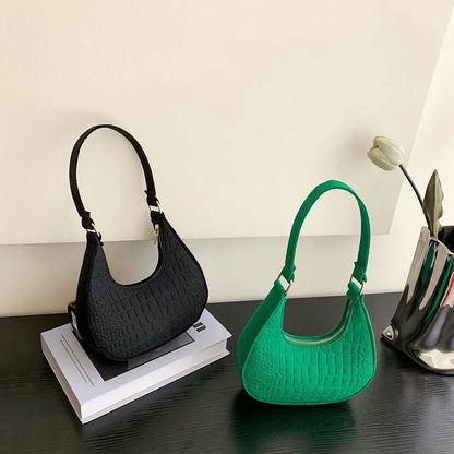 Retro Leisure Half Moon Shoulder Handbag