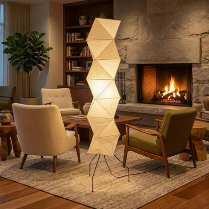 Origami Paper Floor Lamp 74" Rhombus Japanese Style E26 Light