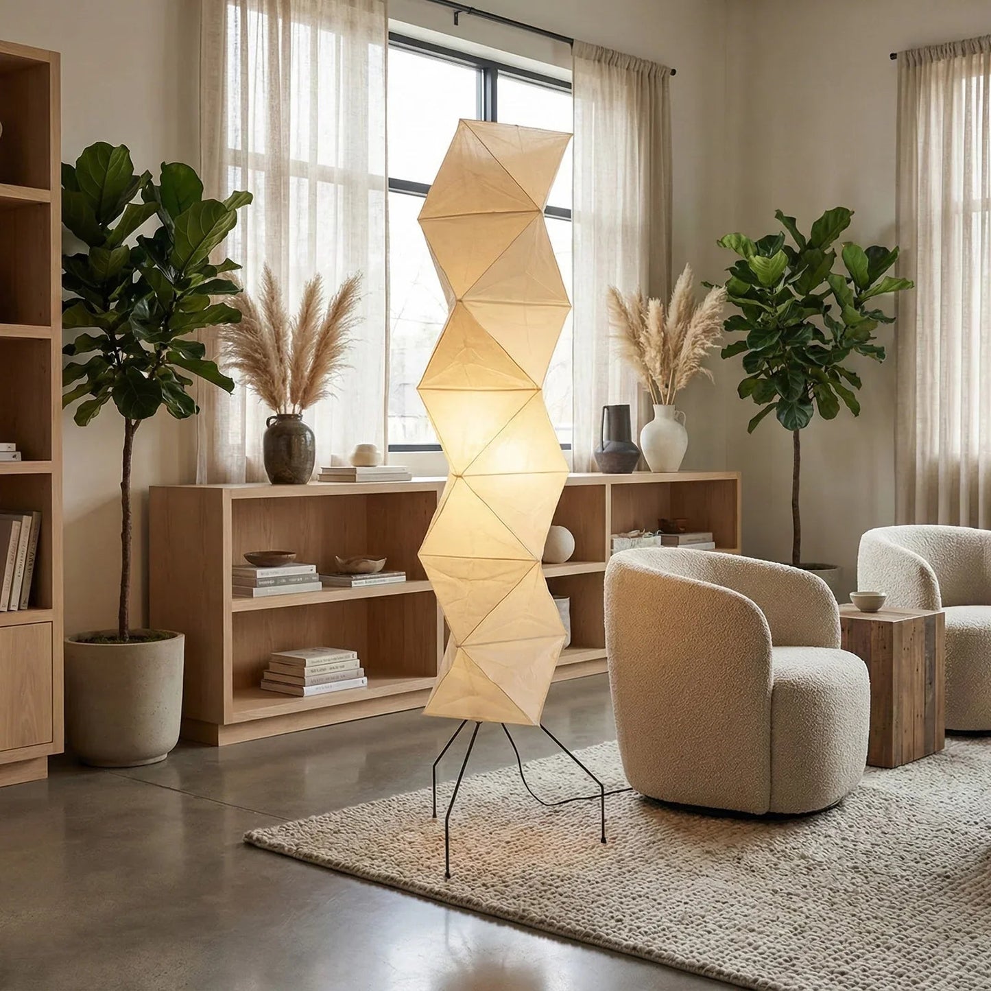 Origami Paper Floor Lamp 74" Rhombus Japanese Style E26 Light