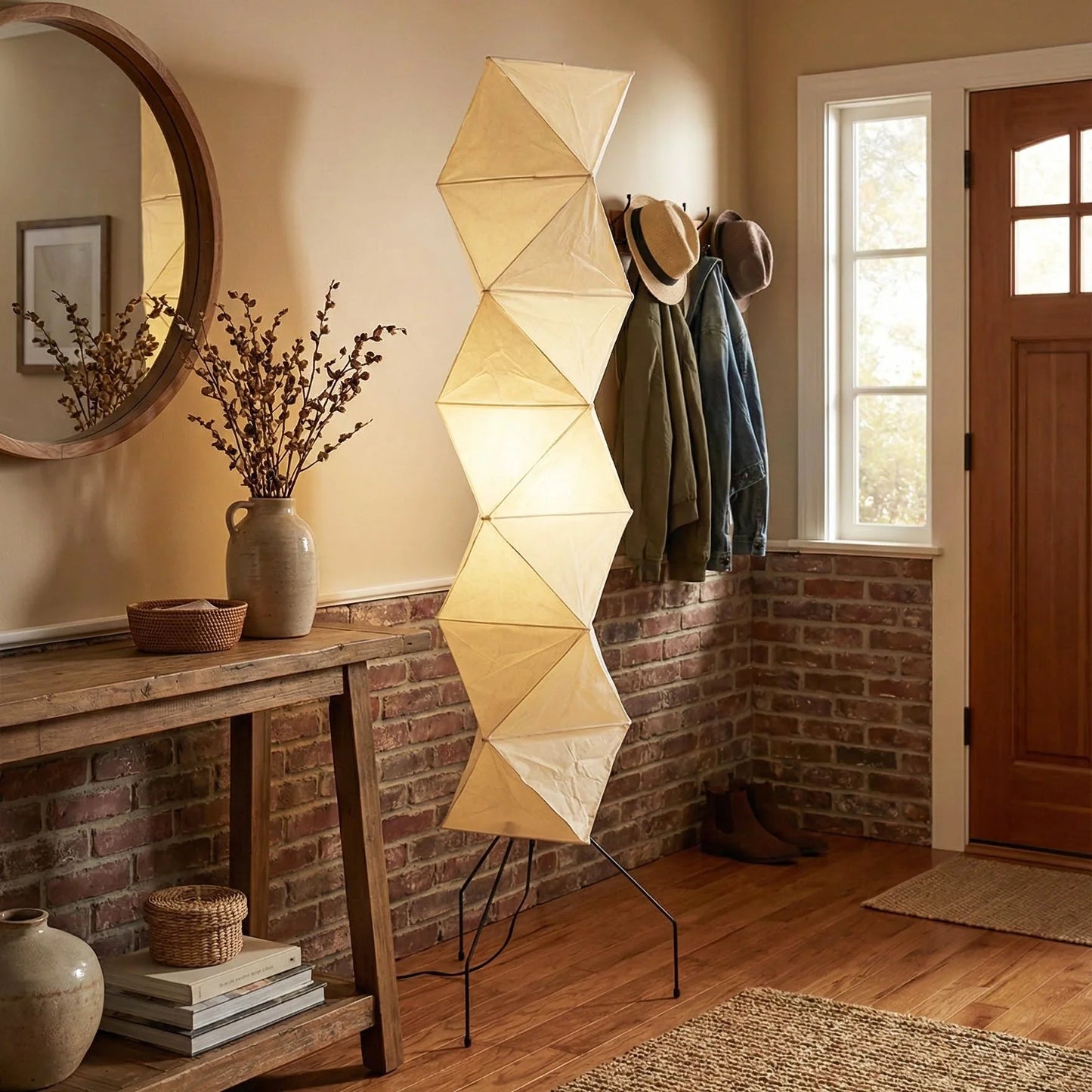 Origami Paper Floor Lamp 74" Rhombus Japanese Style E26 Light