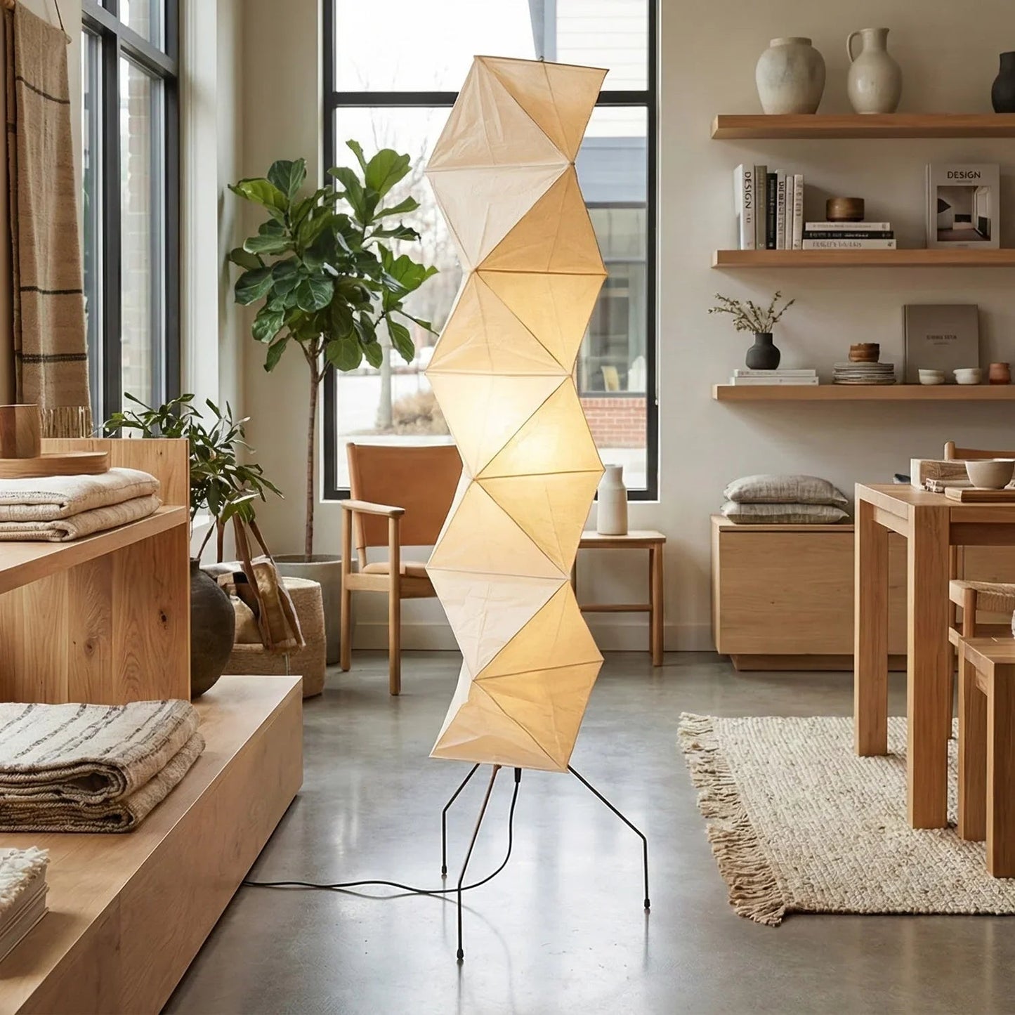 Origami Paper Floor Lamp 74" Rhombus Japanese Style E26 Light