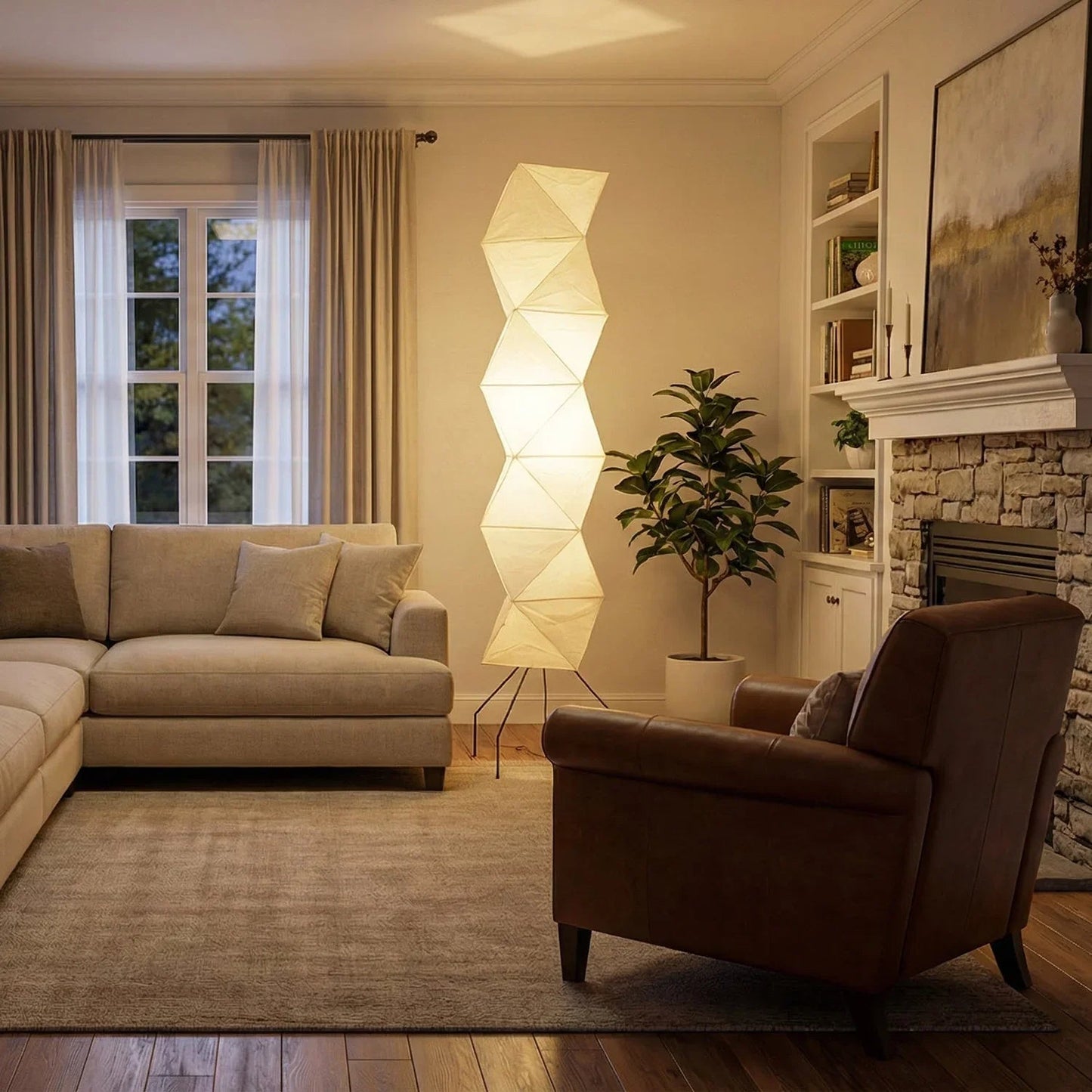 Origami Paper Floor Lamp 74" Rhombus Japanese Style E26 Light