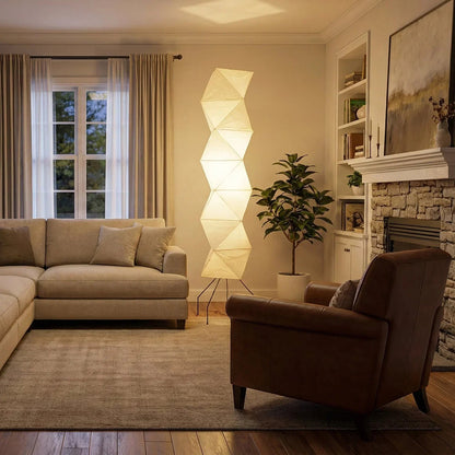 Origami Paper Floor Lamp 74" Rhombus Japanese Style E26 Light