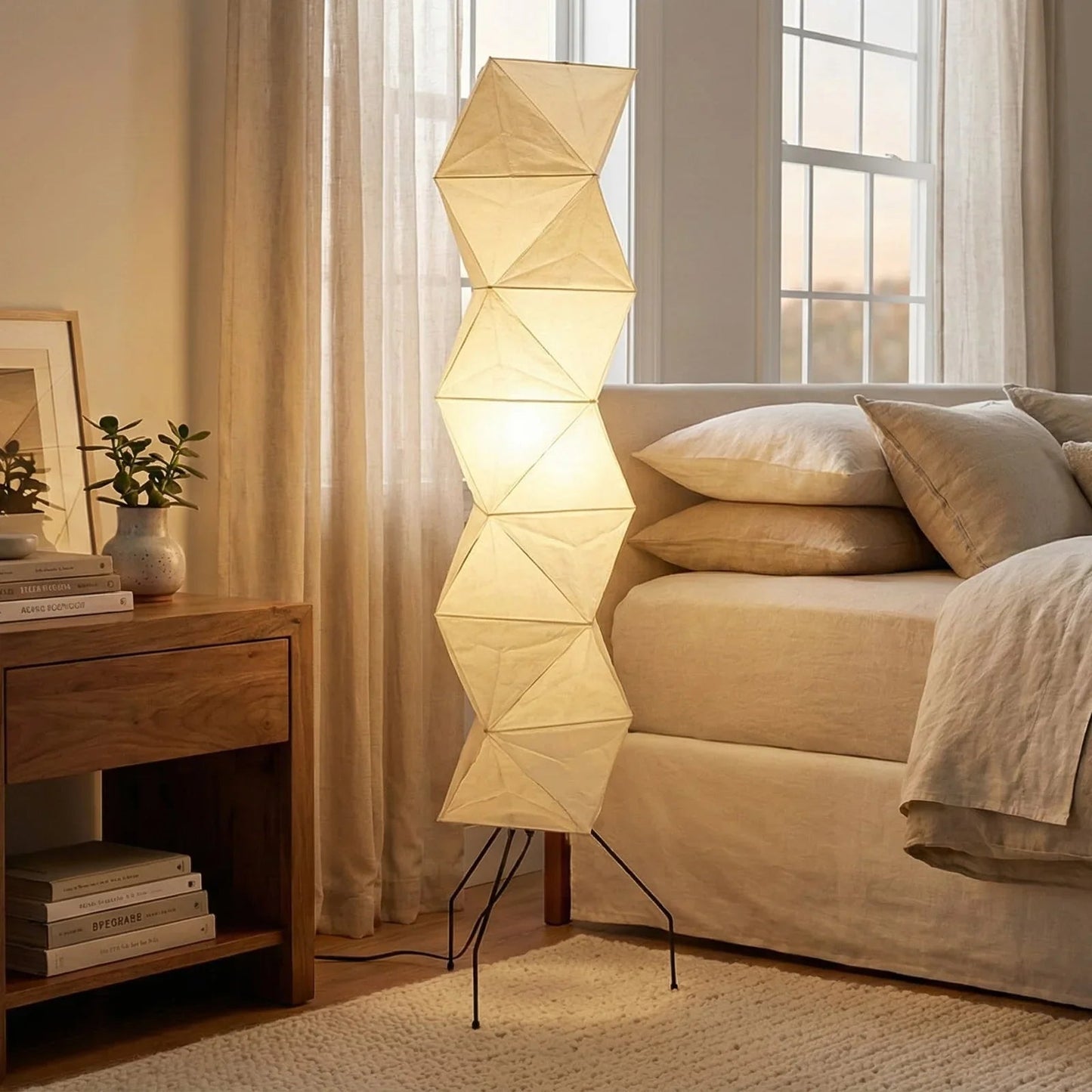 Origami Paper Floor Lamp 74" Rhombus Japanese Style E26 Light