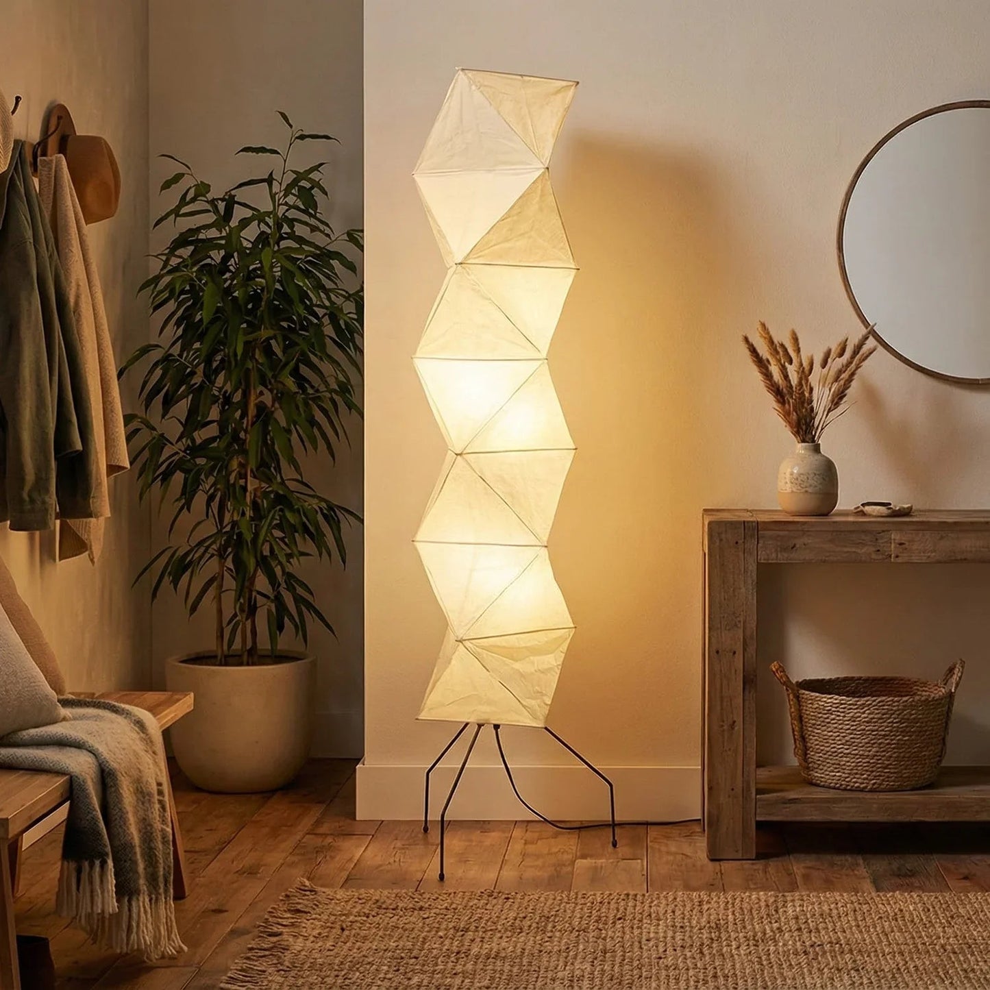 Origami Paper Floor Lamp 74" Rhombus Japanese Style E26 Light
