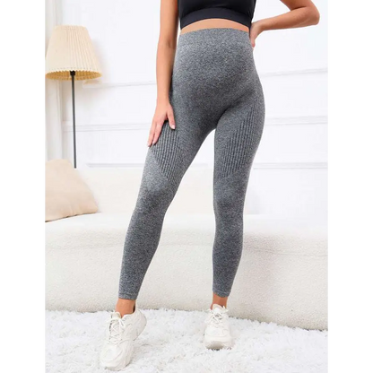 Ribbed Maternity Leggings with High Waist Belly Support