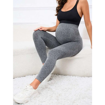 Ribbed Maternity Leggings with High Waist Belly Support
