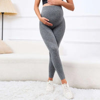 Ribbed Maternity Leggings with High Waist Belly Support