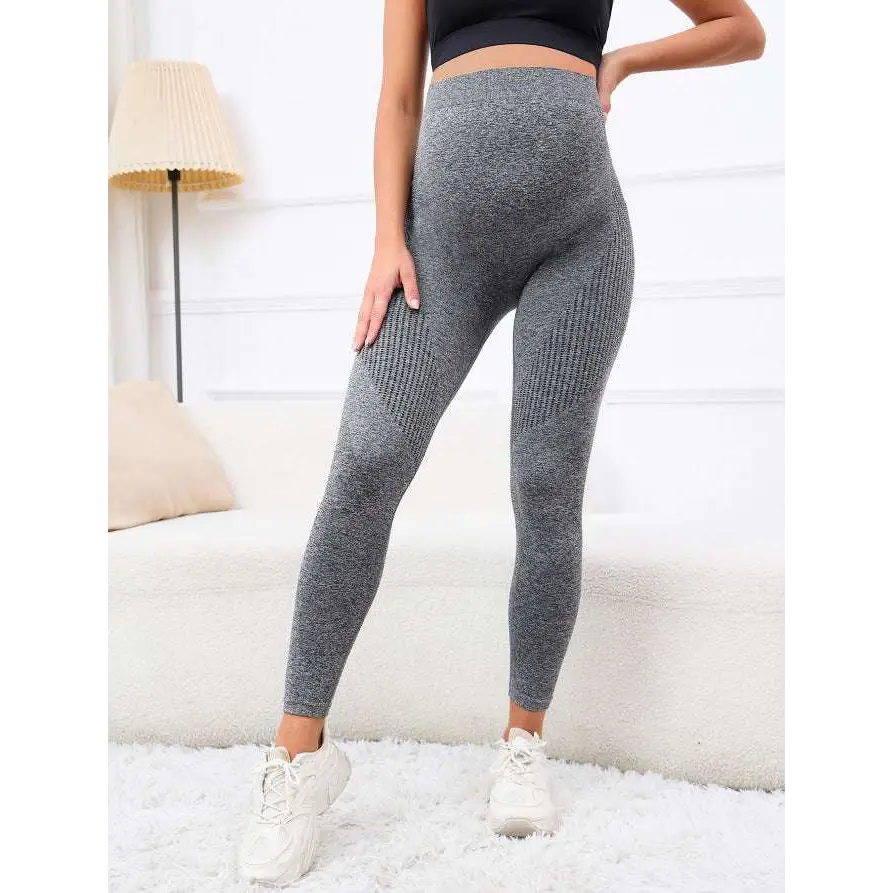 Ribbed Maternity Leggings with High Waist Belly Support