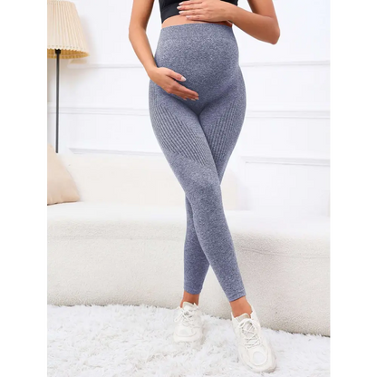 Ribbed Maternity Leggings with High Waist Belly Support