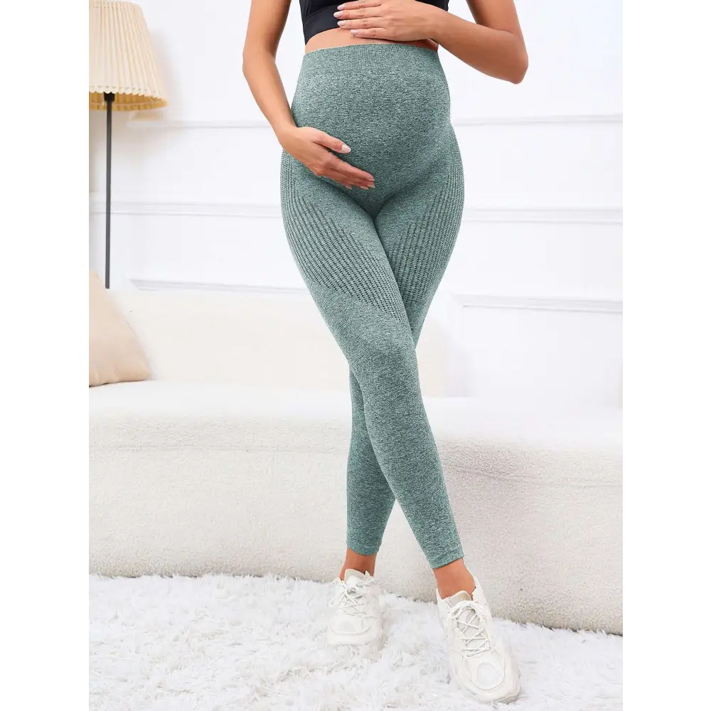 Ribbed Maternity Leggings with High Waist Belly Support