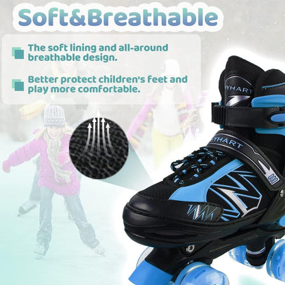 LIRENGUI Boys Girls Roller Skates (Size 4-7)