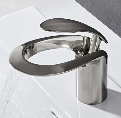 LunaMist Modern Single Handle Vessel Bathroom Faucet with Round Hollowing Design