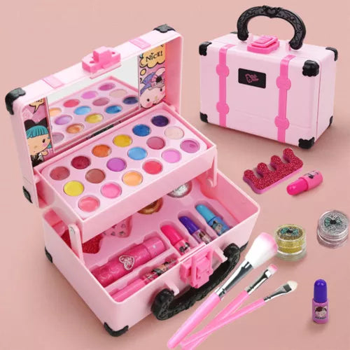 Kids Princess Makeup Kit Washable Non Toxic Cosmetic Set with Case