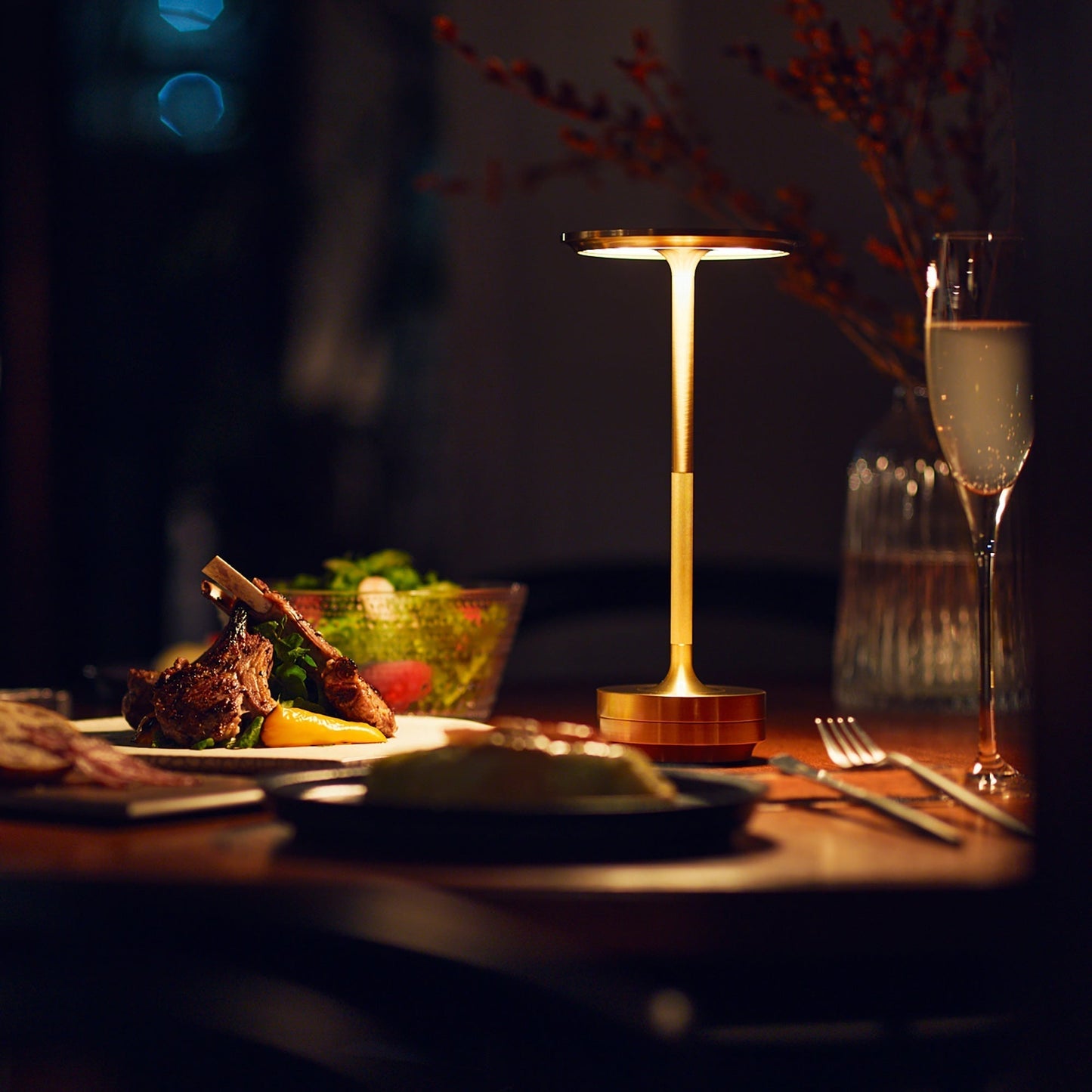 Modern Brass Cone LED Rechargeable Table Lamp Cordless USB-C