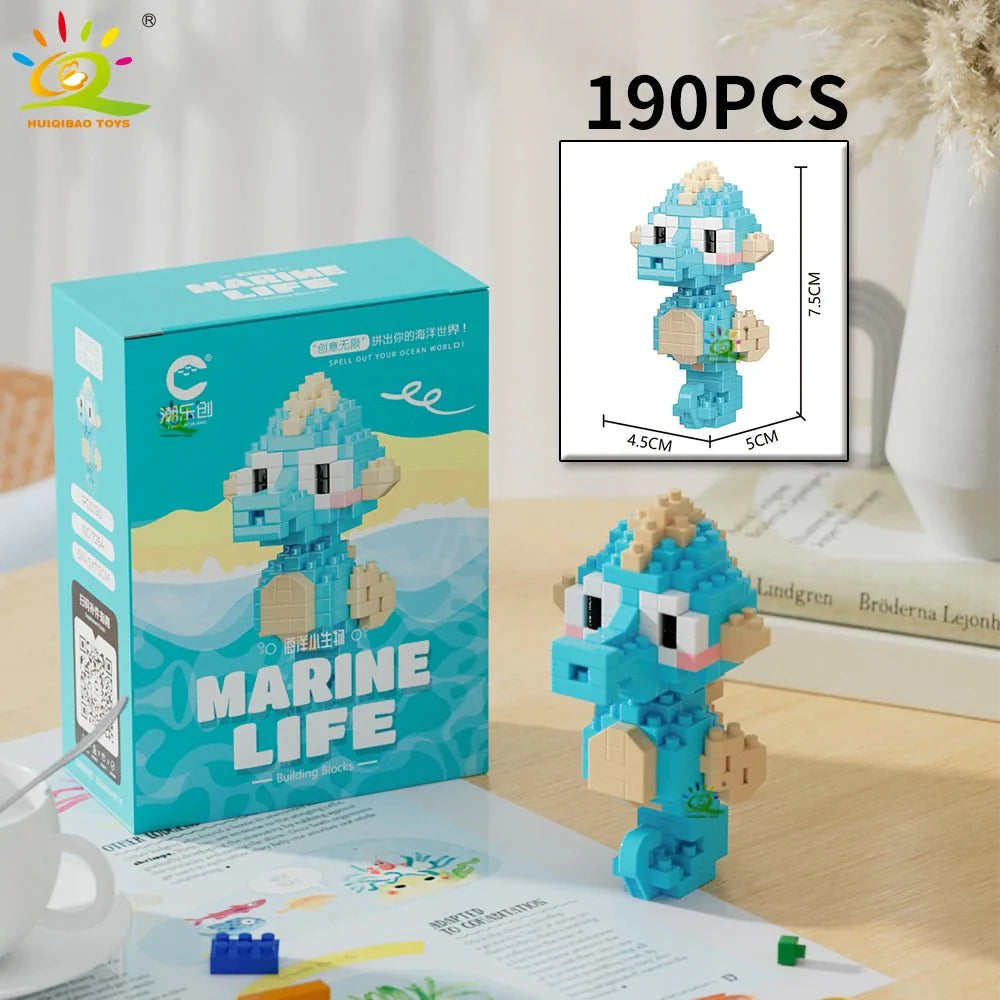 Sea Animal Micro Building Blocks | 3D Mini Brick Sets for Kids and Collectors