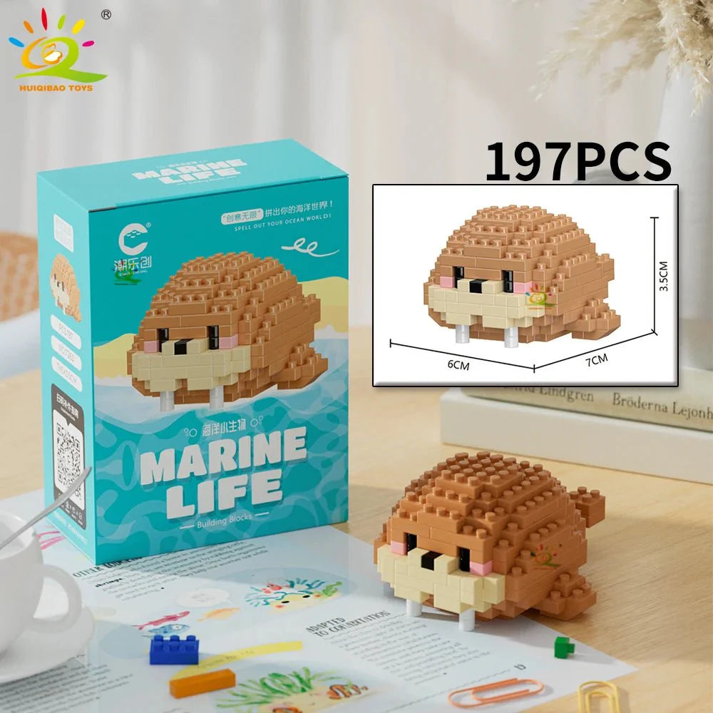 Sea Animal Micro Building Blocks | 3D Mini Brick Sets for Kids and Collectors