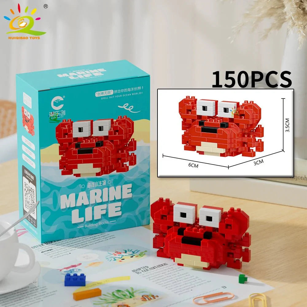 Sea Animal Micro Building Blocks | 3D Mini Brick Sets for Kids and Collectors