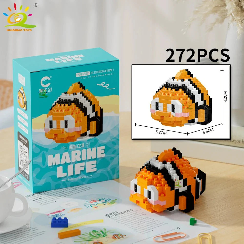 Sea Animal Micro Building Blocks | 3D Mini Brick Sets for Kids and Collectors