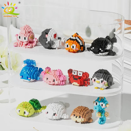 Sea Animal Micro Building Blocks | 3D Mini Brick Sets for Kids and Collectors