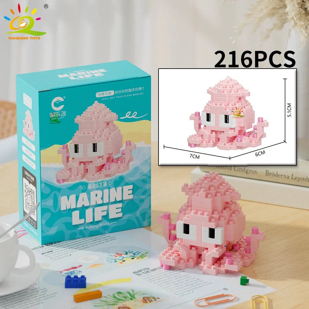 Sea Animal Micro Building Blocks | 3D Mini Brick Sets for Kids and Collectors