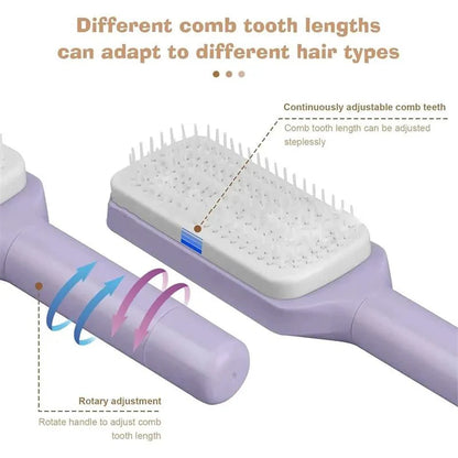 Self-Cleaning Retractable Hairbrush – Anti-Static Scalp Massage Comb