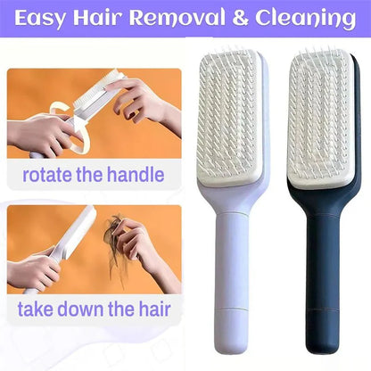 Self-Cleaning Retractable Hairbrush – Anti-Static Scalp Massage Comb