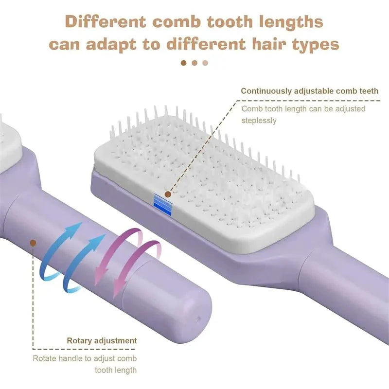 Self-Cleaning Retractable Hairbrush – Anti-Static Scalp Massage Comb