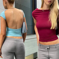 Short Sleeve Backless Tops Women Multi Ways Wear