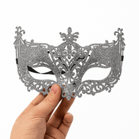 Silver and Black Venetian Masquerade Eye Mask | Elegant Party Accessory