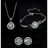 Silver Diamond Jewelry Sets Luxury Women’s Fashion