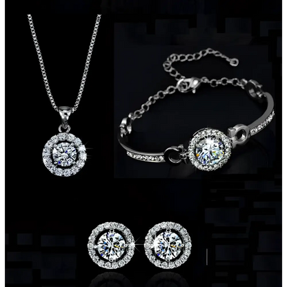Silver Diamond Jewelry Sets Luxury Women’s Fashion