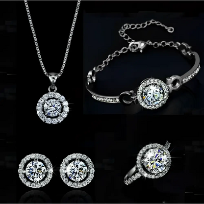 Silver Diamond Jewelry Sets Luxury Women’s Fashion