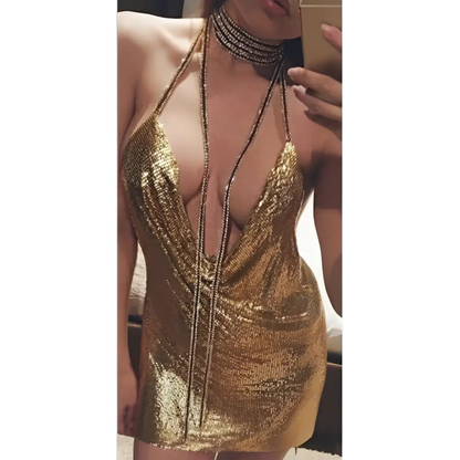 Silver Ladies Sequined Party Dress