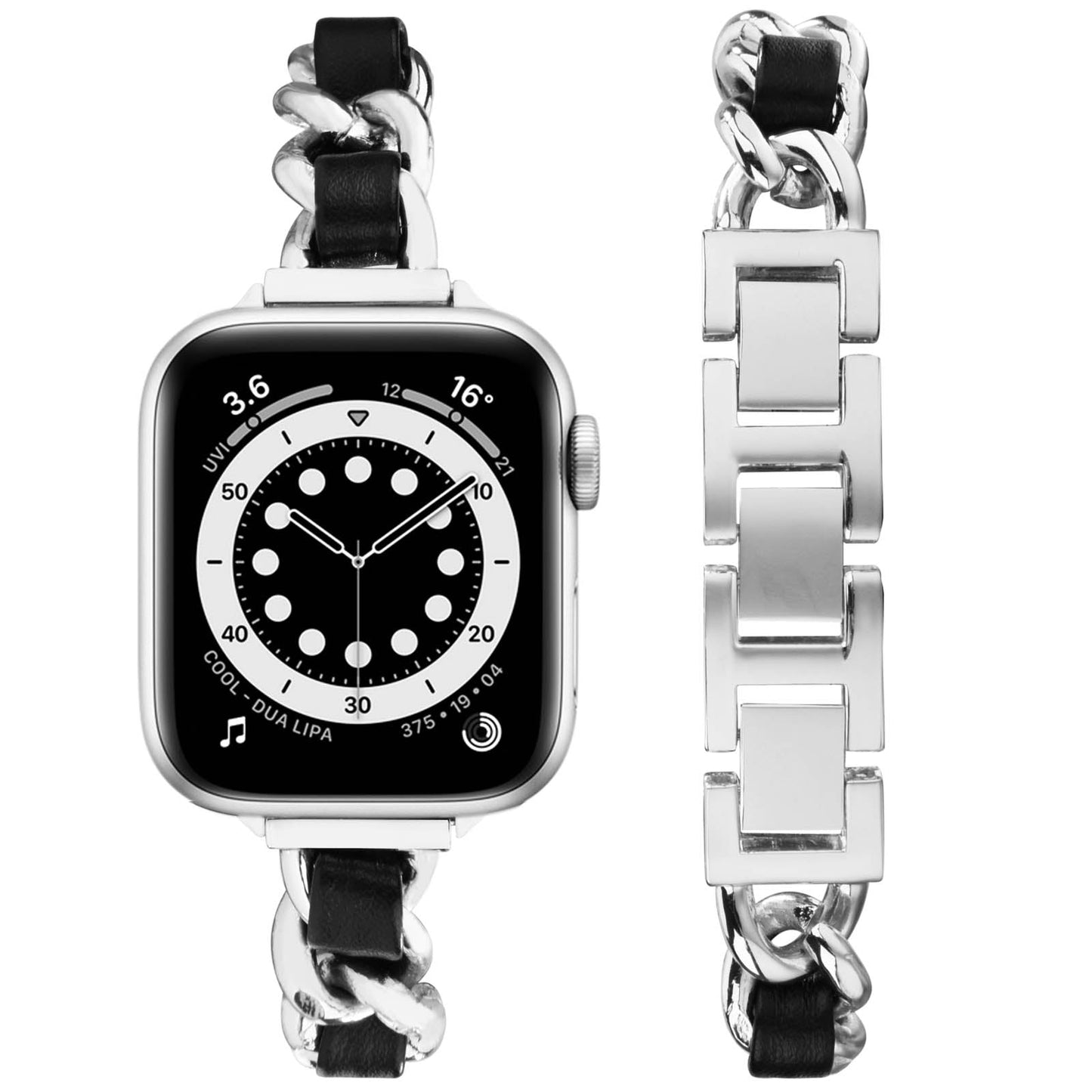 Bracelet à maillons en métal fin pour Apple Watch 38/40/41mm et 42/44/45mm