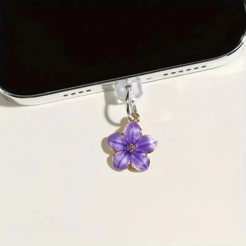 Simple Flowers Phone Dust Plug – Decorative Charging Port Pendant
