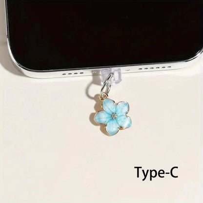 Simple Flowers Phone Dust Plug – Decorative Charging Port Pendant