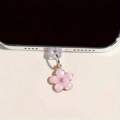 Simple Flowers Phone Dust Plug – Decorative Charging Port Pendant