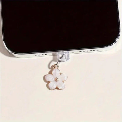 Simple Flowers Phone Dust Plug – Decorative Charging Port Pendant