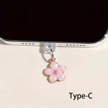 Simple Flowers Phone Dust Plug – Decorative Charging Port Pendant