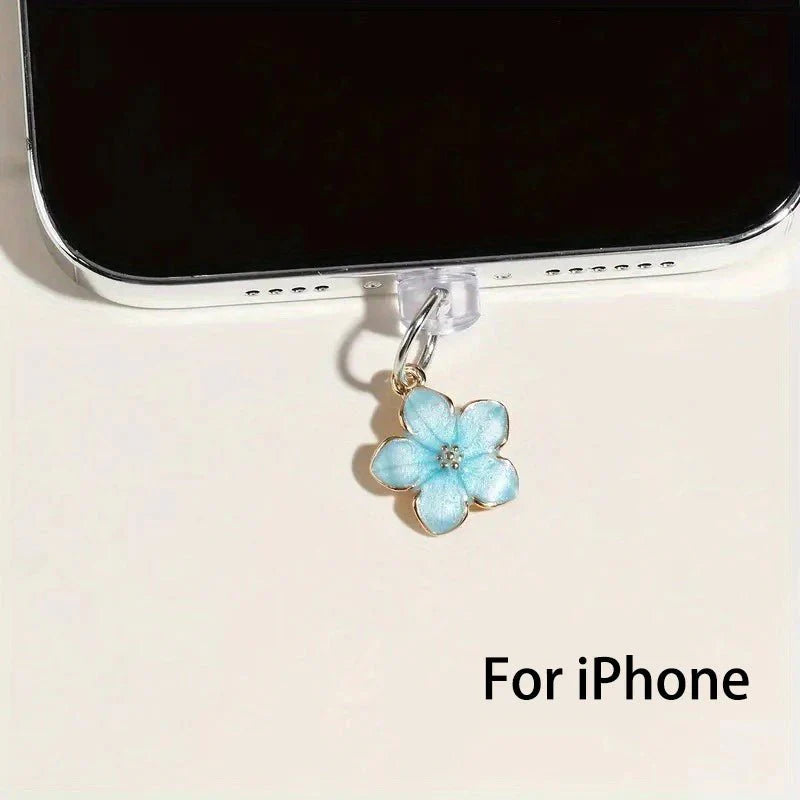 Simple Flowers Phone Dust Plug – Decorative Charging Port Pendant